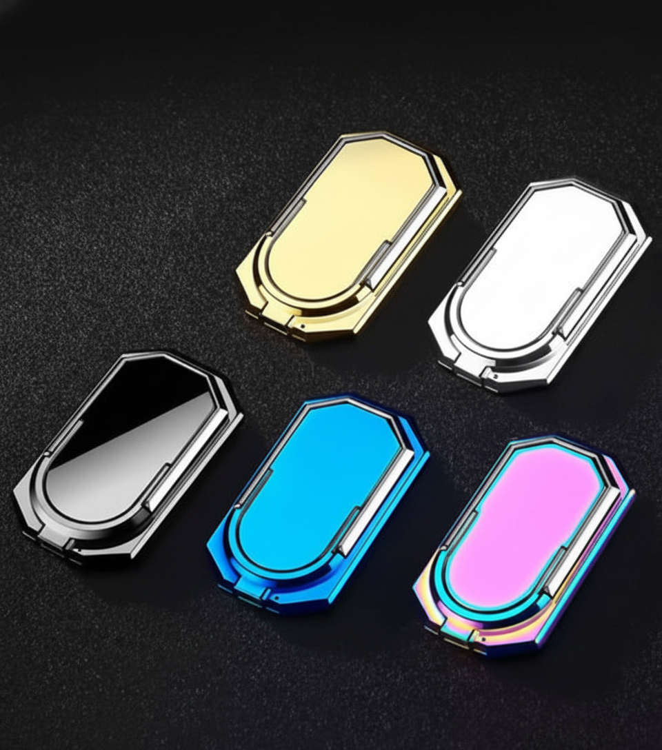 LIGHTER - RECHARGEABLE COIL LIGHTER WITH PHONE RING GRIP CHROME - MULTICOLOURED