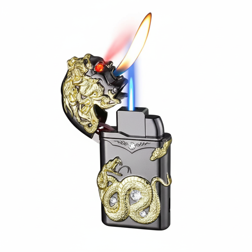 LIGHTER - TWO-STAGE DRAGON TORCH - GOLD
