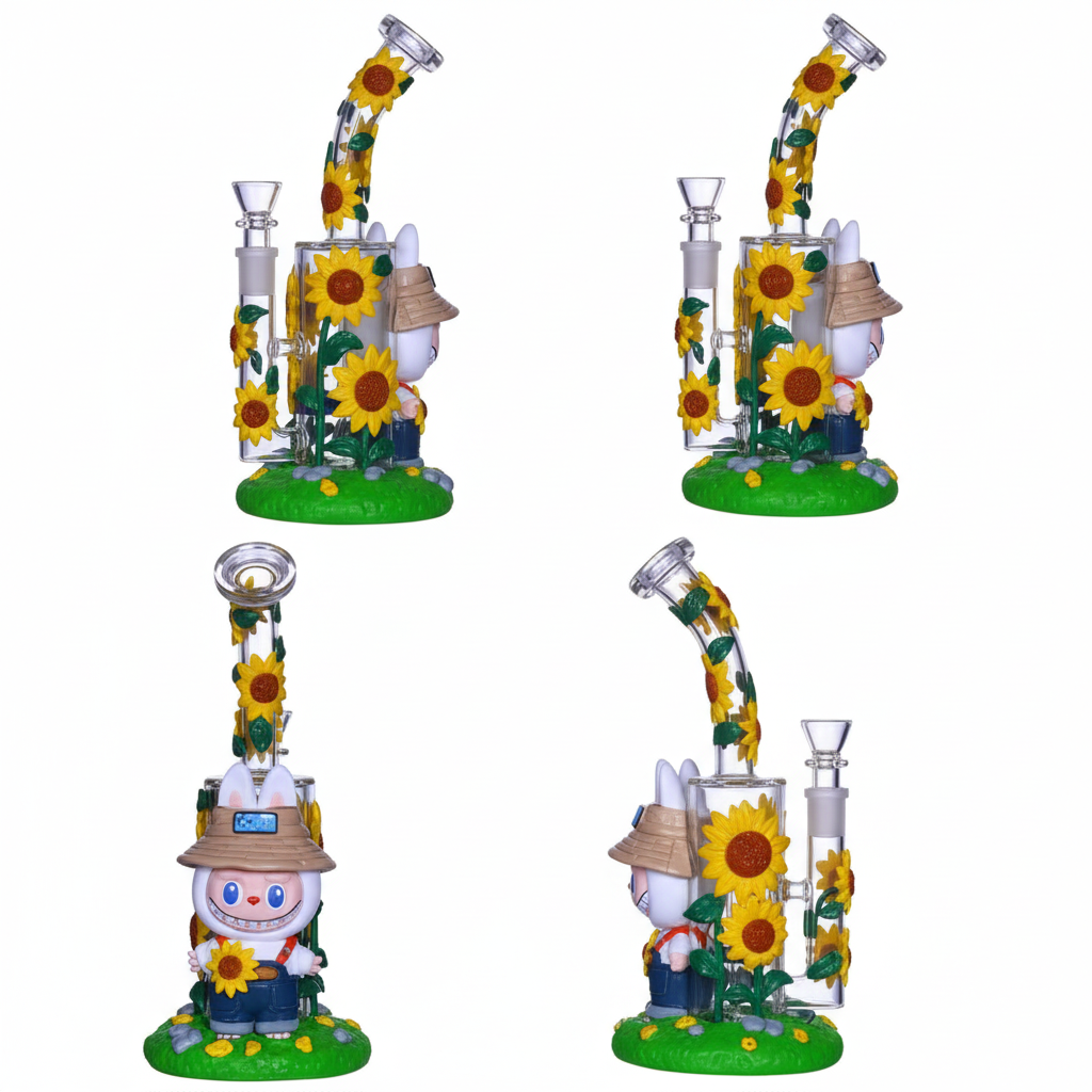 Straight Bong - Bubu Sunflowers - Yellow & Green