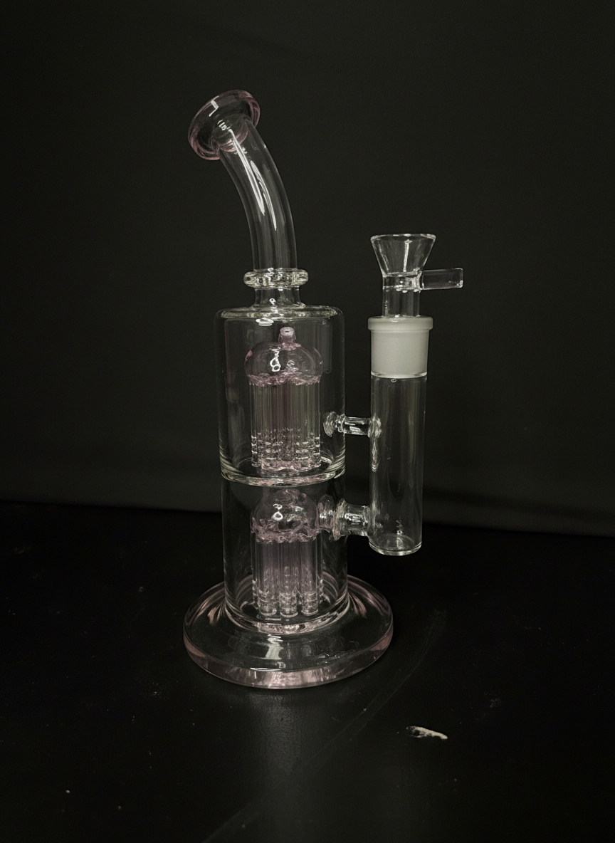STRAIGHT BONG - 10.5" DOUBLE JELLYFISH RIG - PINK