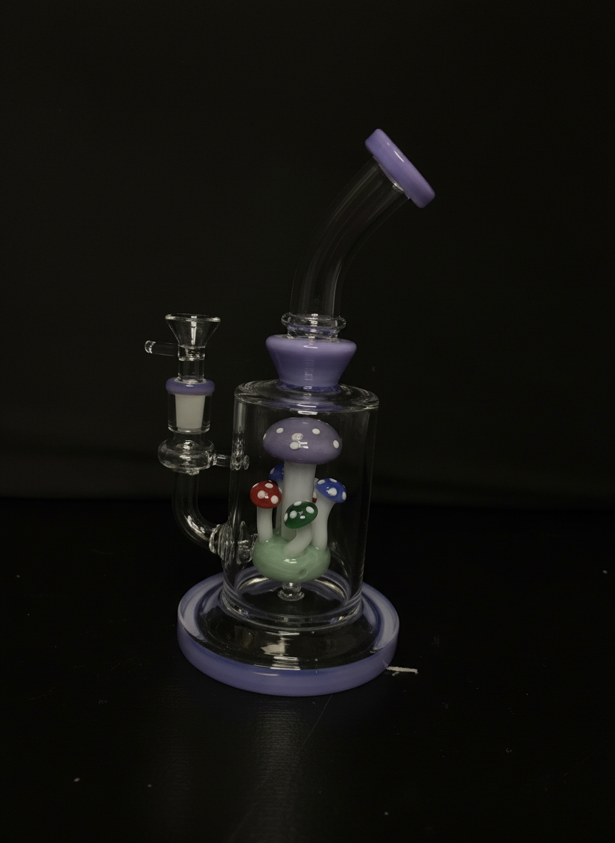 STRAIGHT BONG - 9" MUSHROOM CLUSTER RIG WITH DOTTED CIRC PERC