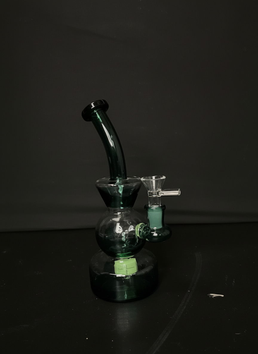 BUBBLER BONG - 8.5" HOURGLASS RIG WITH CIRC PERC - TEAL