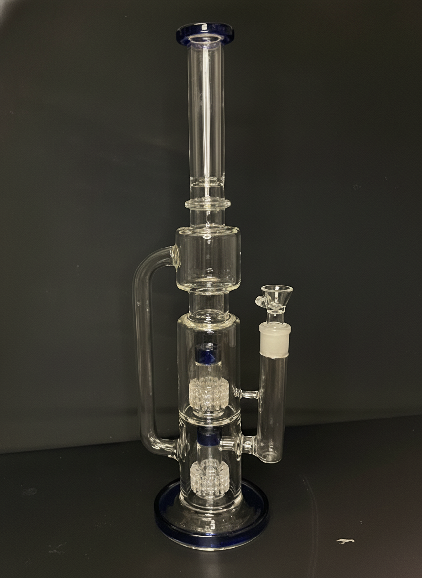 STRAIGHT BONG- 17.5" DUAL HONEYCOMB PERC RECYCLER