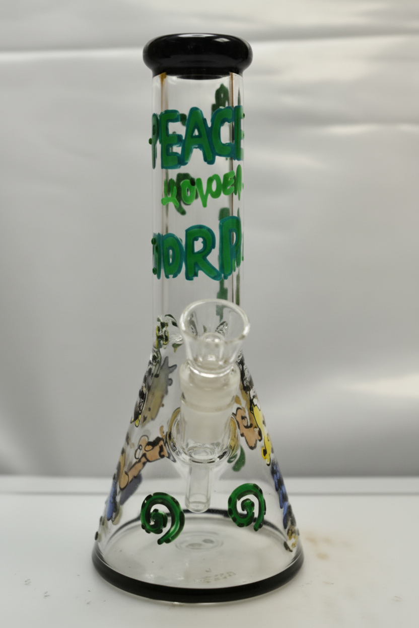 BEAKER BONG - PEACE LOVE RICK AND MORTY - GREEN