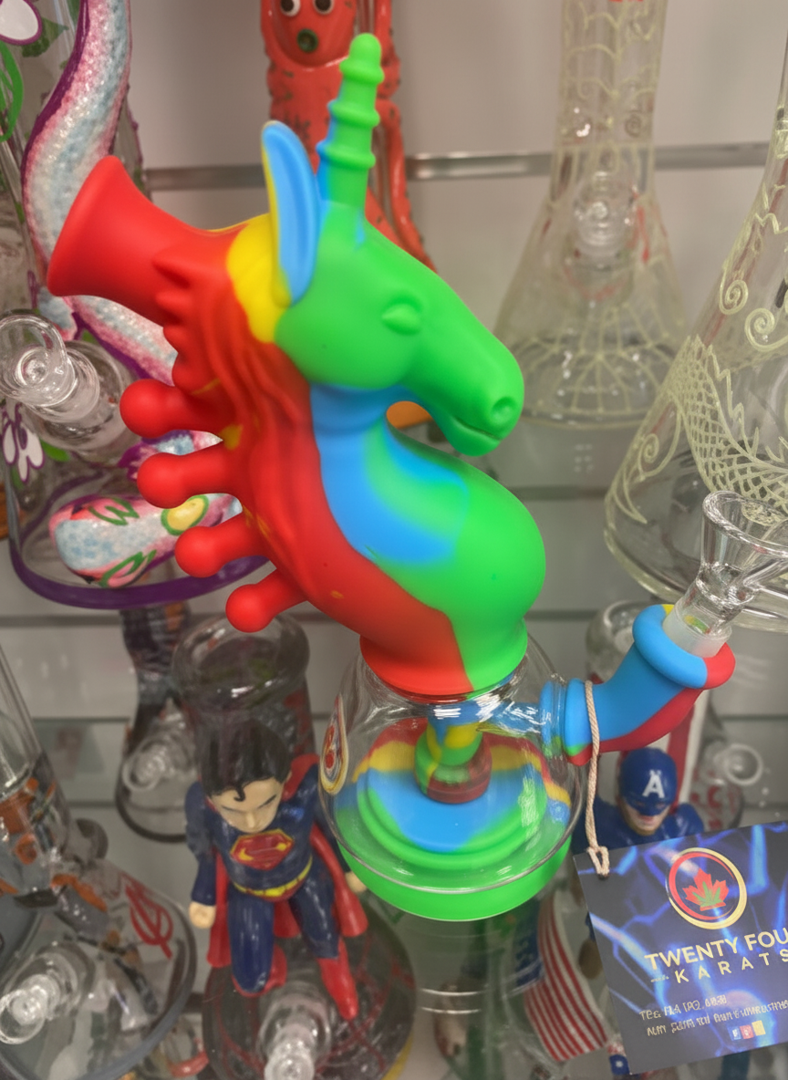 BEAKER BONG - SILICONE EFFIGY BONG - MULTICOLOURED