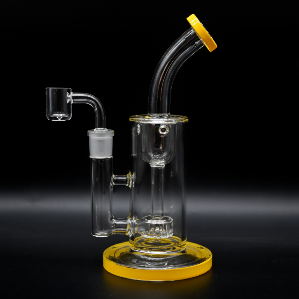 STRAIGHT BONG – Clear rig with curved neck yellow – YELLOW