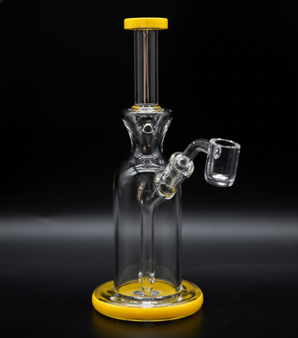 STRAIGHT BONG - Clear rig with straight neck and yellow - YELLOW