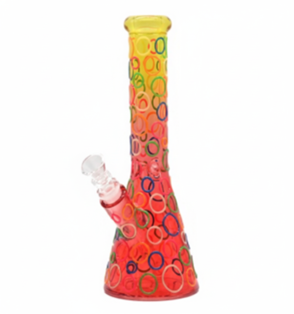 BEAKER BONG – Gradient rainbow with colourful ring – MULTICOLOR