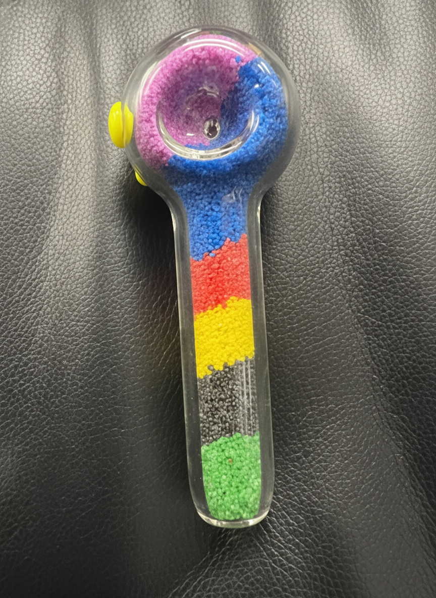 PIPE GITD - GITD pipe with rainbow sand stripes #2 - MULTICOLOUR