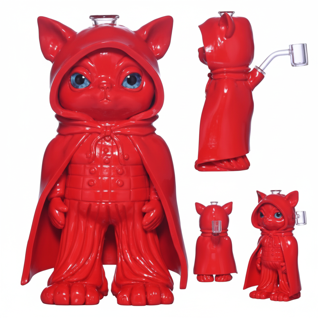 FULL BODY BONG – Red cat wearing a hooded cape – RED