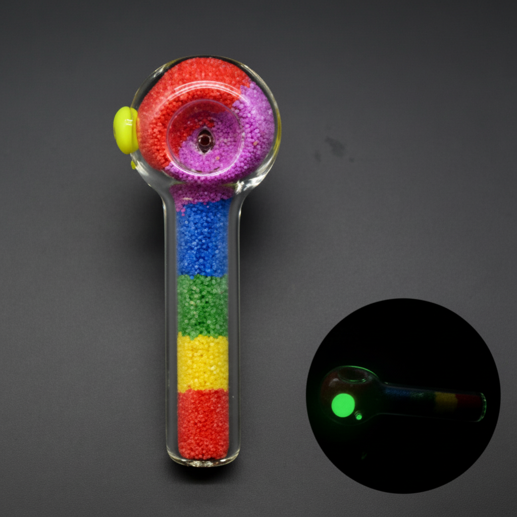 PIPE GITD – Rainbow sand stripes pipe with glow bowl – MULTICOLOR