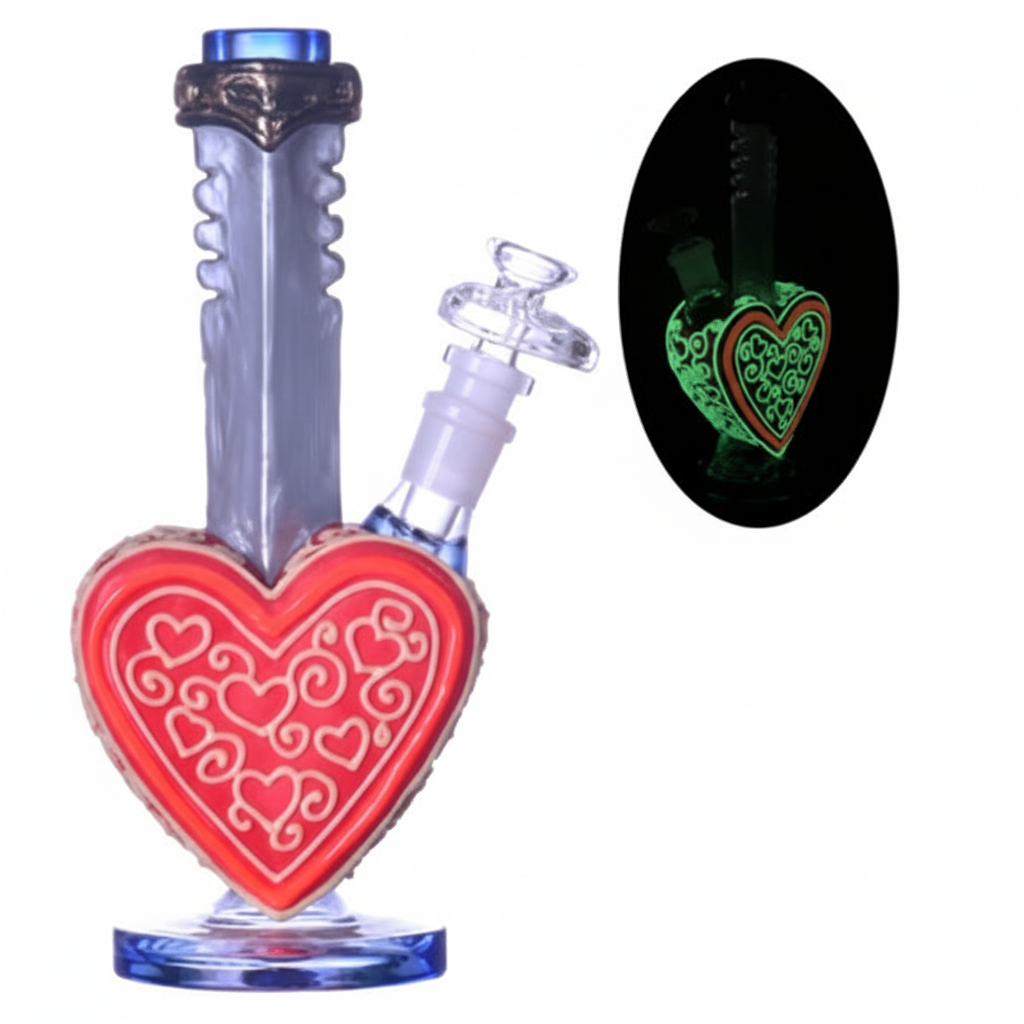 STRAIGHT BONG GITD – Sword piercing red heart with GITD – RED