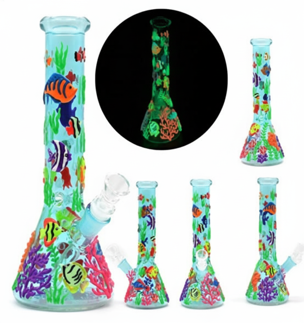 BEAKER BONG GITD – Underwater reef with tropical fish and coral – MULTICOLOR