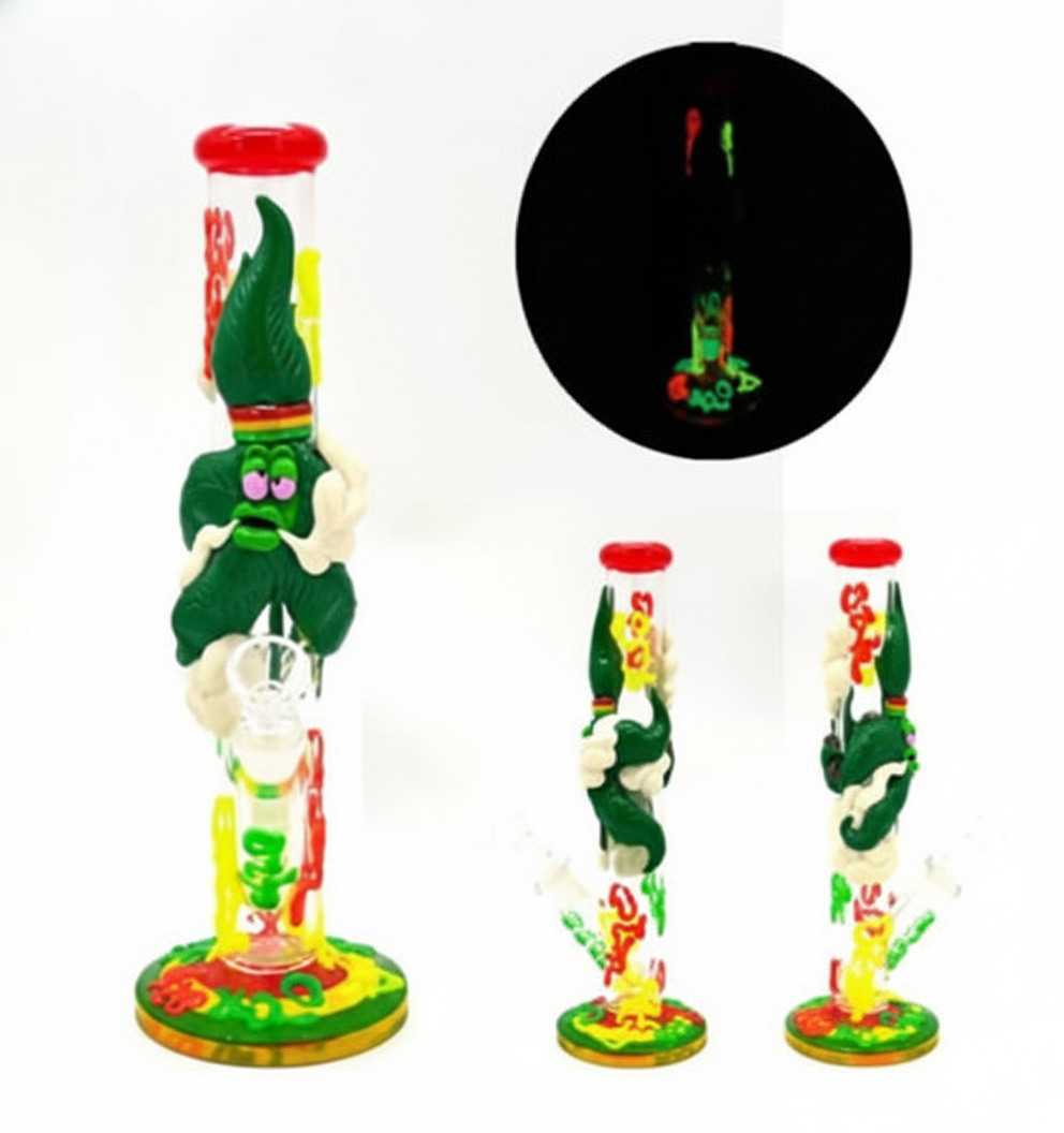STRAIGHT BONG GITD – Rasta swirl with cannabis leaf wearing sunglasses – MULTICOLOR