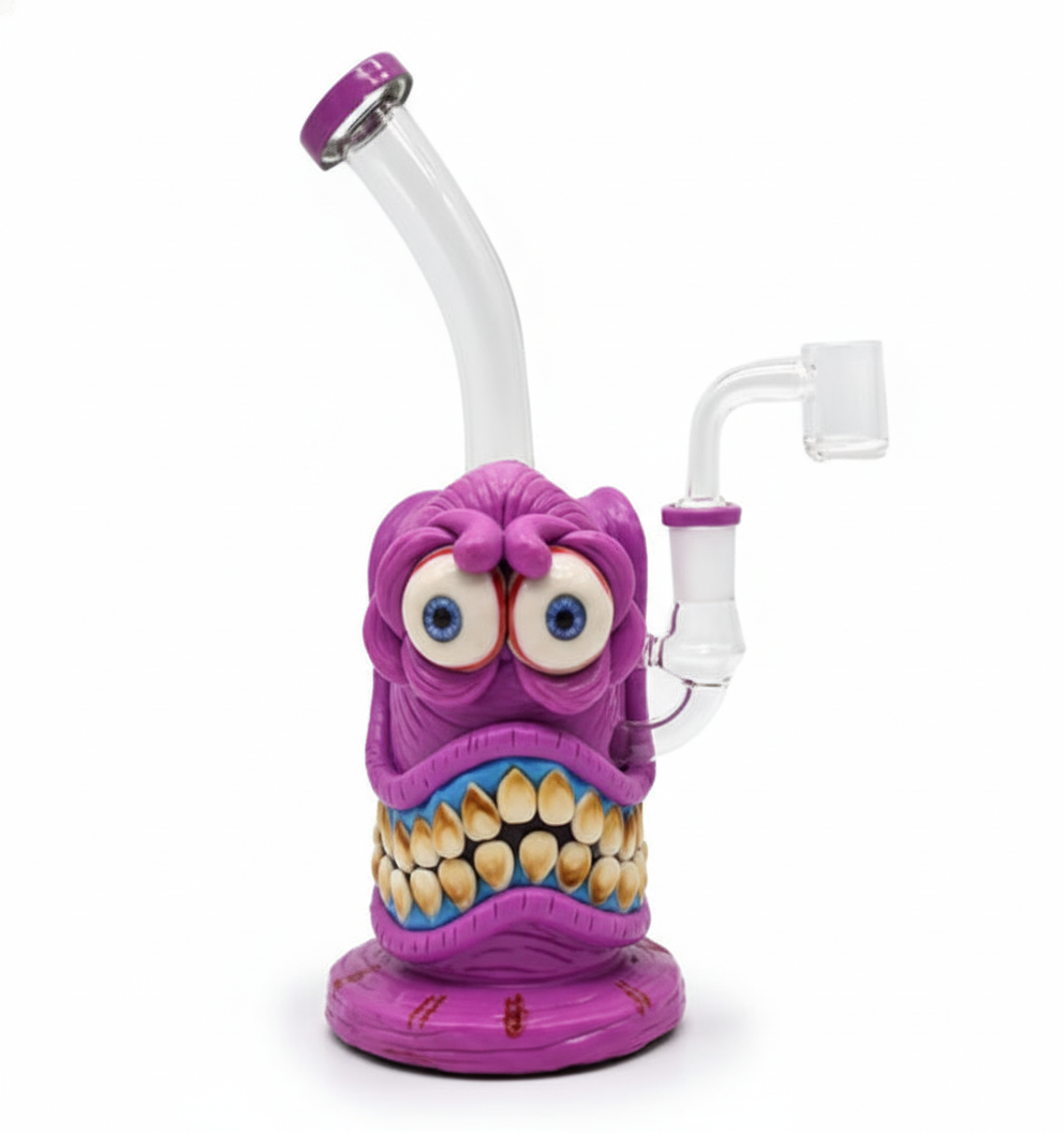 STRAIGHT BONG – Purple monster with big blue eyes and huge teeth – PURPLE