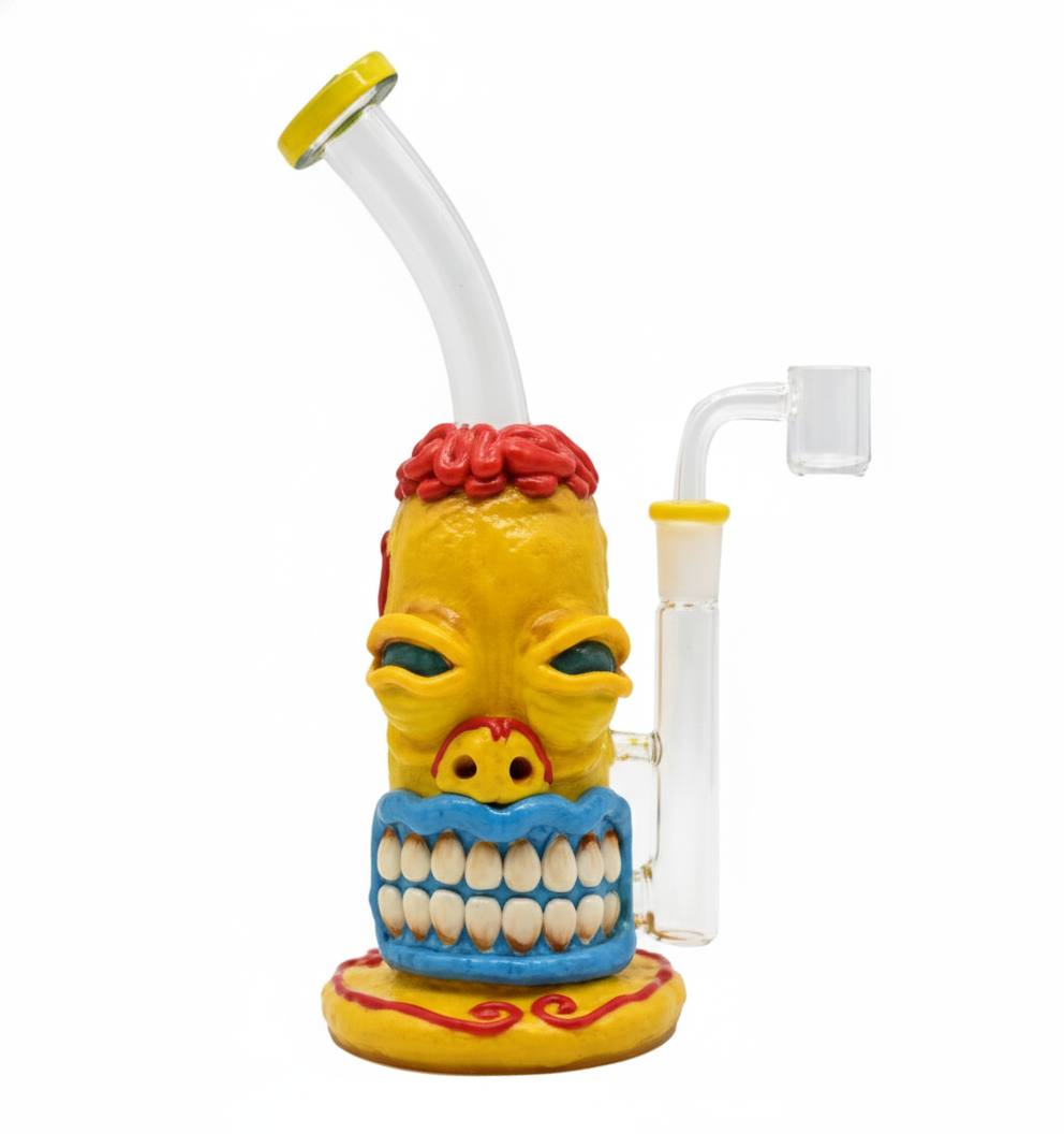 STRAIGHT BONG – Yellow tentacled monster with multiple eyes and big mouth – YELLOW