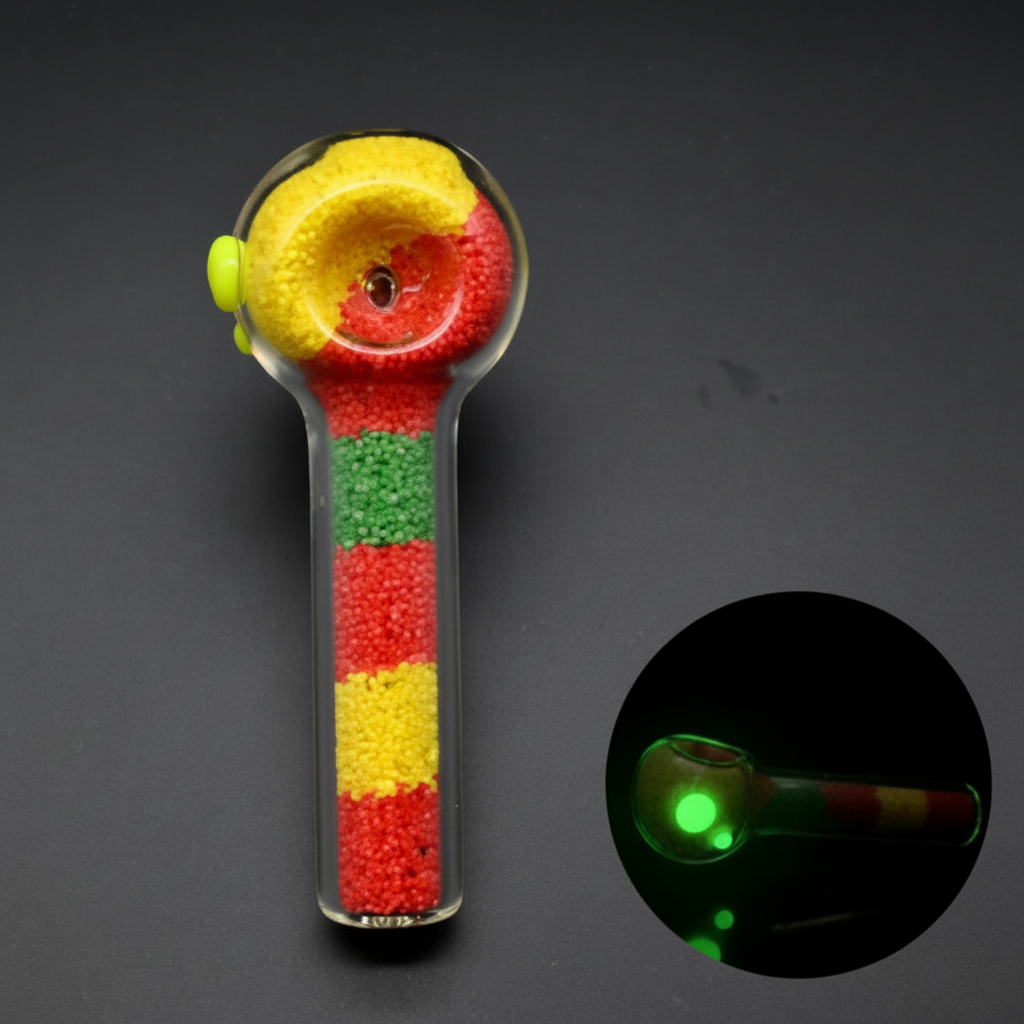 PIPE GITD – Red, yellow and green striped glow‑in‑the‑dark pipe – MULTICOLOR