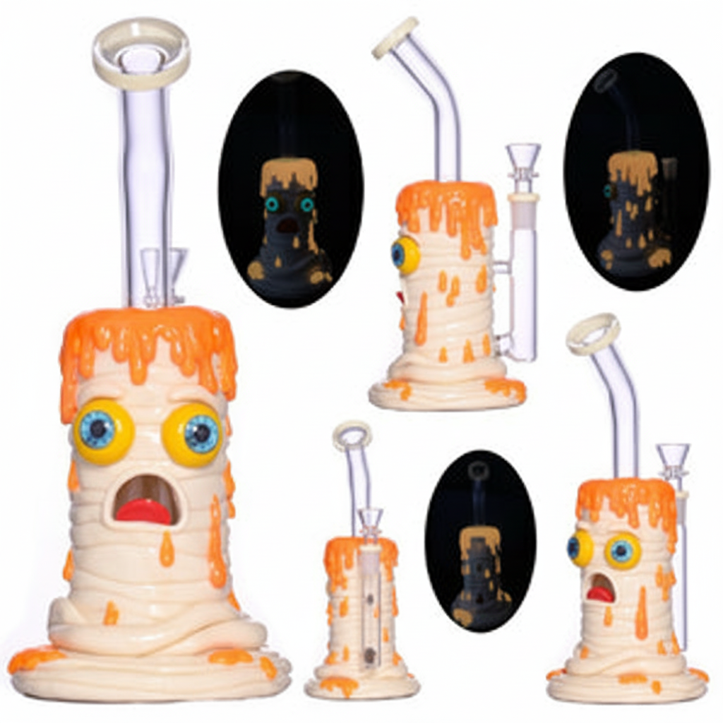 STRAIGHT BONG GITD – Melting candle with big eyes and orange drips – ORANGE
