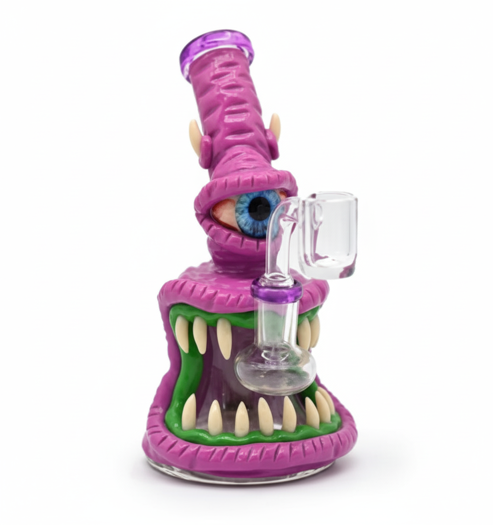 BUBBLER BONG – Purple one‑eyed monster with big teeth – PURPLE