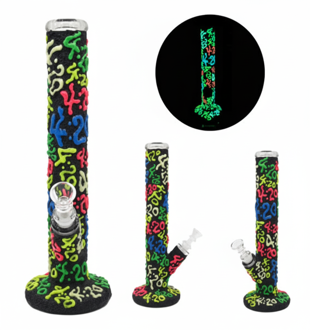 STRAIGHT BONG GITD – GITD 420 numbers on black – MULTICOLOR