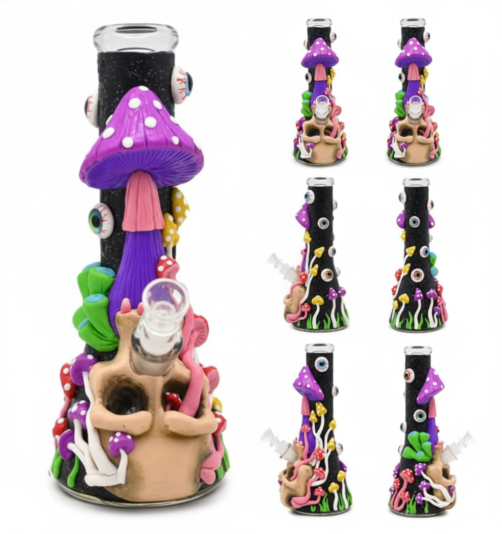 BAKER BONG – Purple mushroom forest with snails and vines – MULTICOLOR