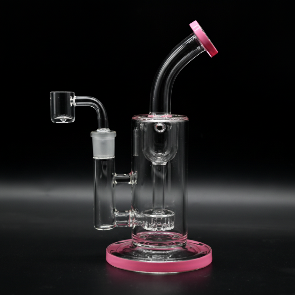 STRAIGHT BONG – Clear rig with pink – PINK