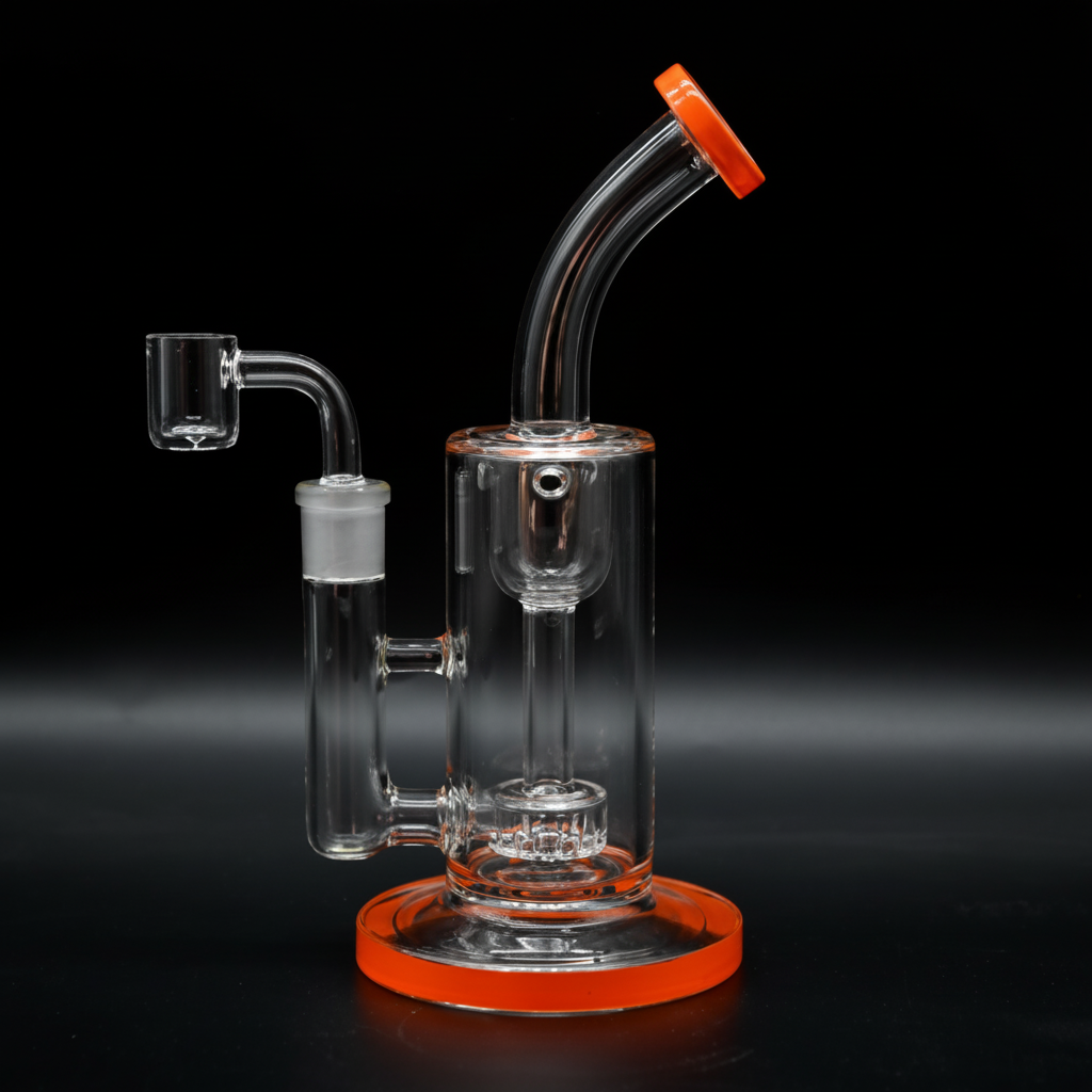 STRAIGHT BONG – Clear rig with bent neck and orange – ORANGE