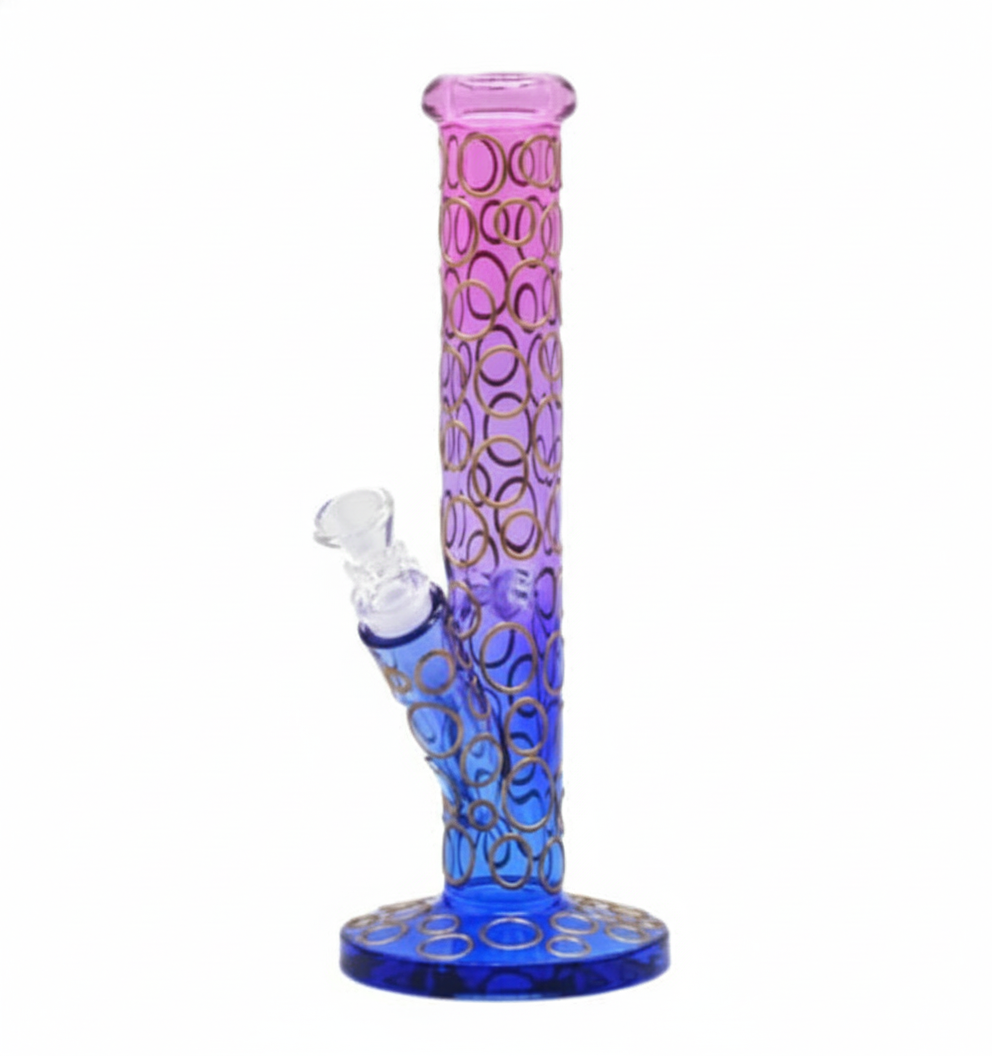 STRAIGHT BONG – Gradient pink‑to‑blue with colourful ring – MULTICOLOR