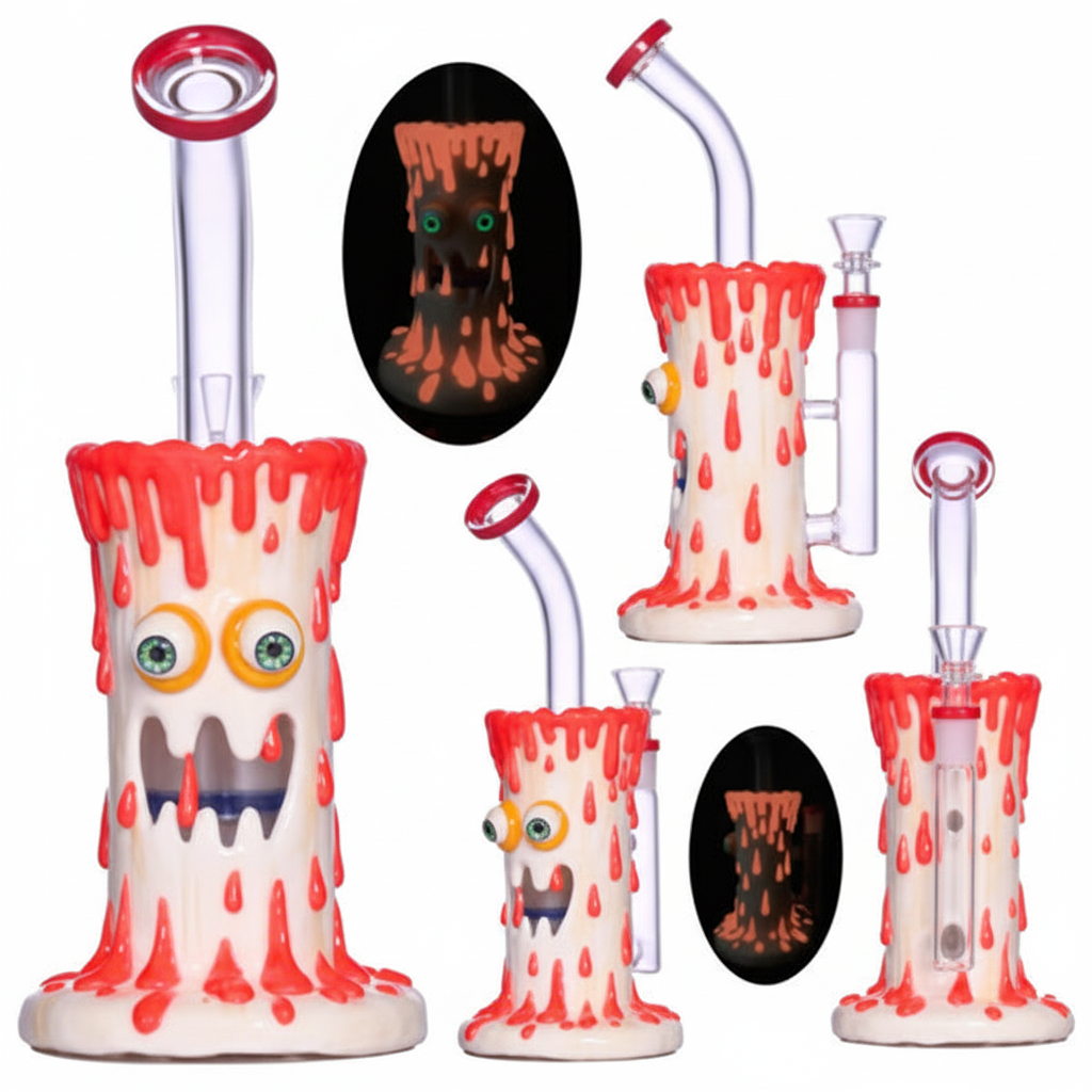 STRAIGHT BONG GITD – Melting candle monster with eyes and fangs – WHITE