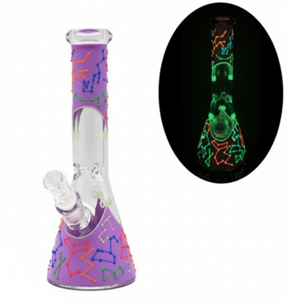 BEAKER BONG GITD – Purple sections with glow‑in‑the‑dark constellation – PURPLE