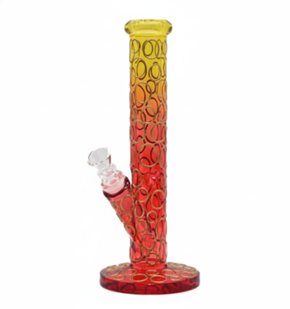 STRAIGHT BONG – Gradient yellow‑to‑red with colourful ring – MULTICOLOR