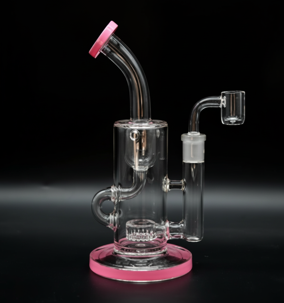 STRAIGHT BONG – Clear rig with bent neck – PINK