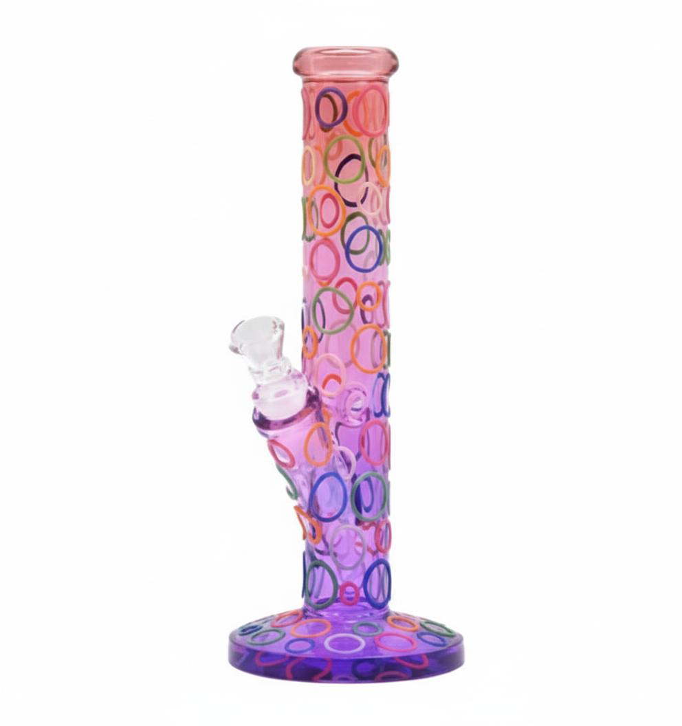 STRAIGHT BONG – Gradient pink‑purple with colourful ring – MULTICOLOR