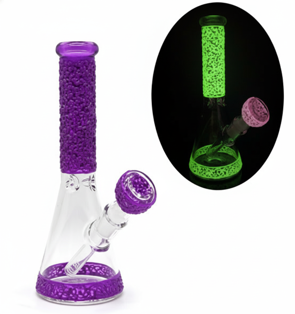 BEAKER BONG GITD – Purple textured with glow‑in‑the‑dark – PURPLE