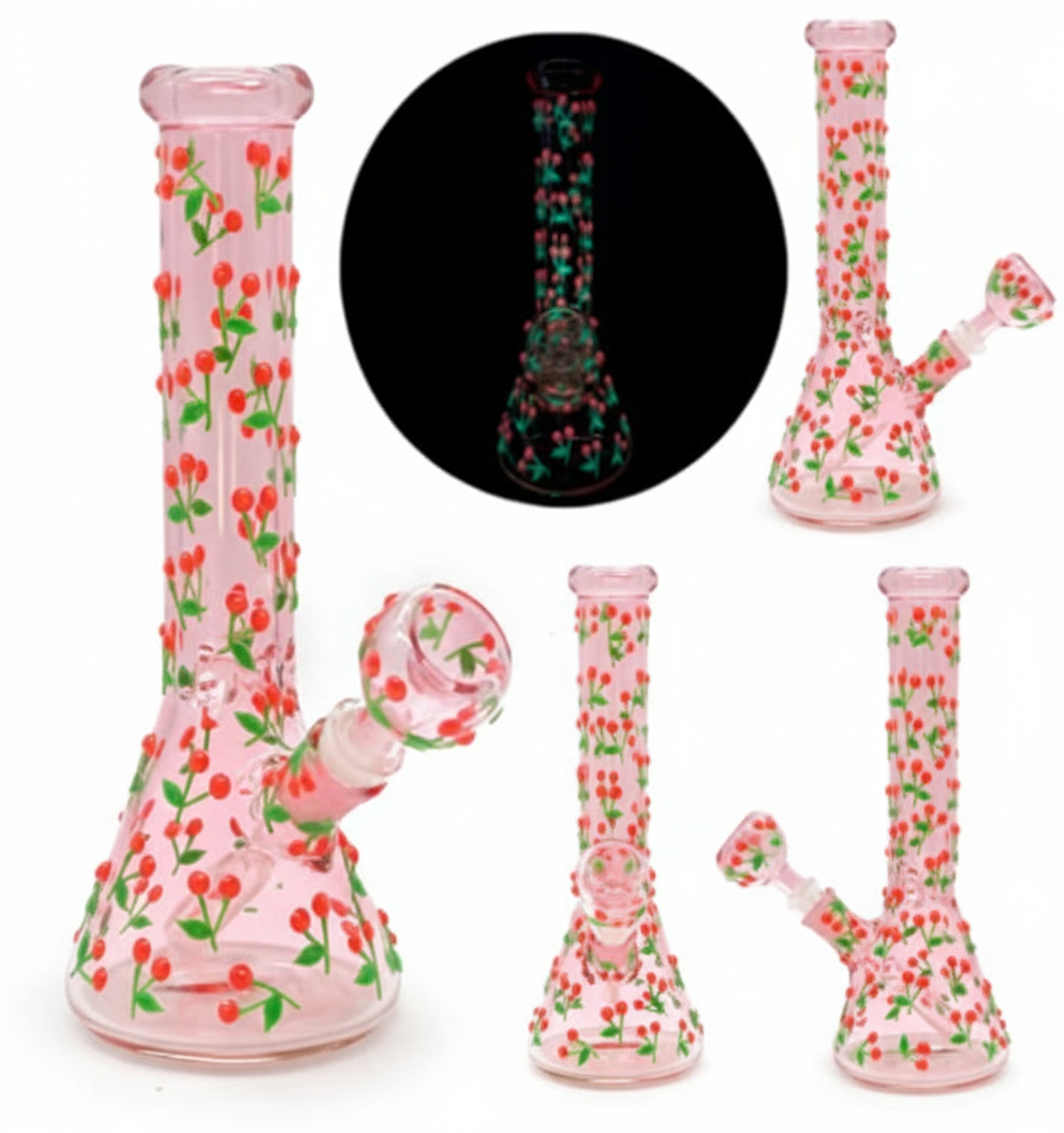 BEAKER BONG GITD – GITD cherry on pink – PINK