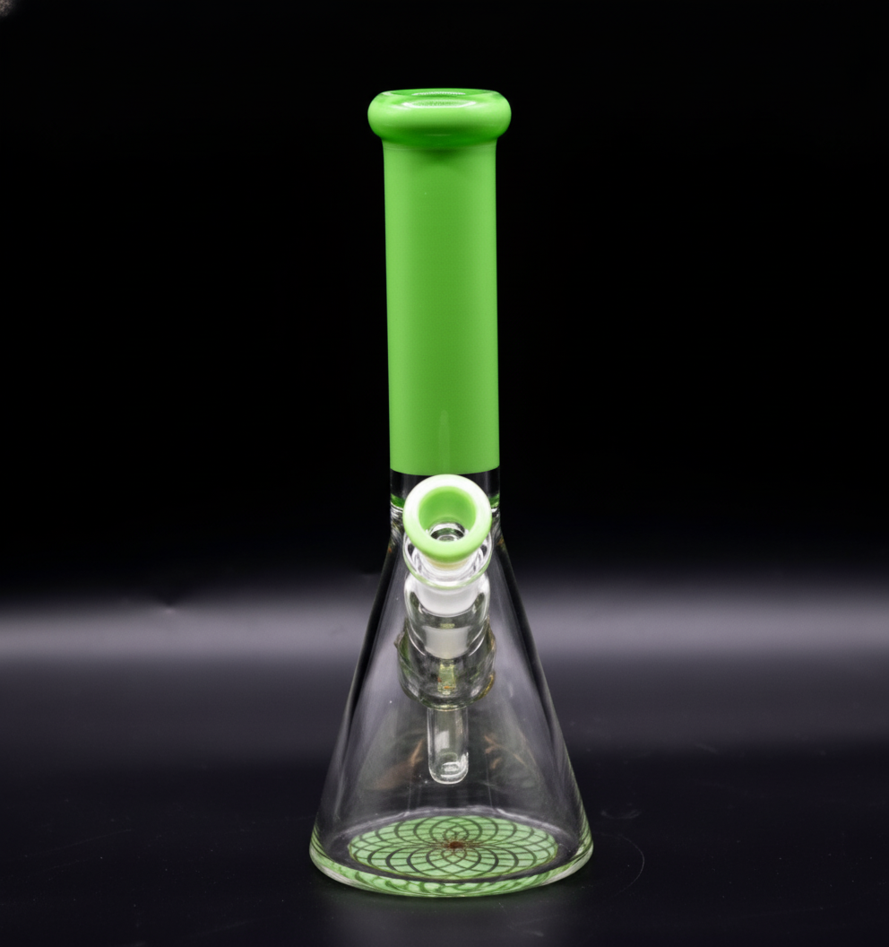 BEAKER BONG – Clear with pastel mouthpiece – GREEN