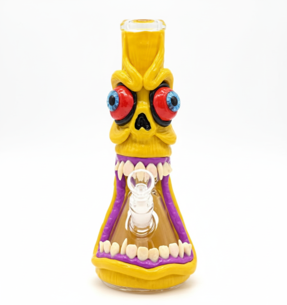 BEAKER BONG – Yellow monster with red and blue eyes and big mouth – YELLOW