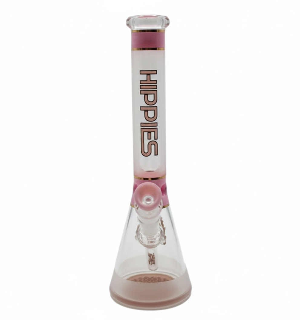 BEAKER BONG – Frosted with pink-gold stripes – PINK