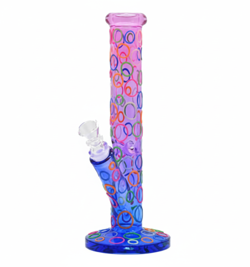 STRAIGHT BONG – Gradient purple-to-blue with colorful ring – PURPLE