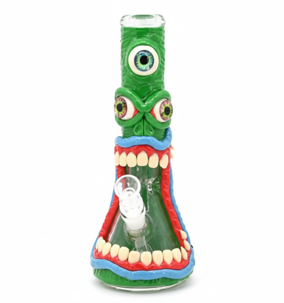 BEAKER BONG – Green multi‑eyed monster with big mouth – GREEN