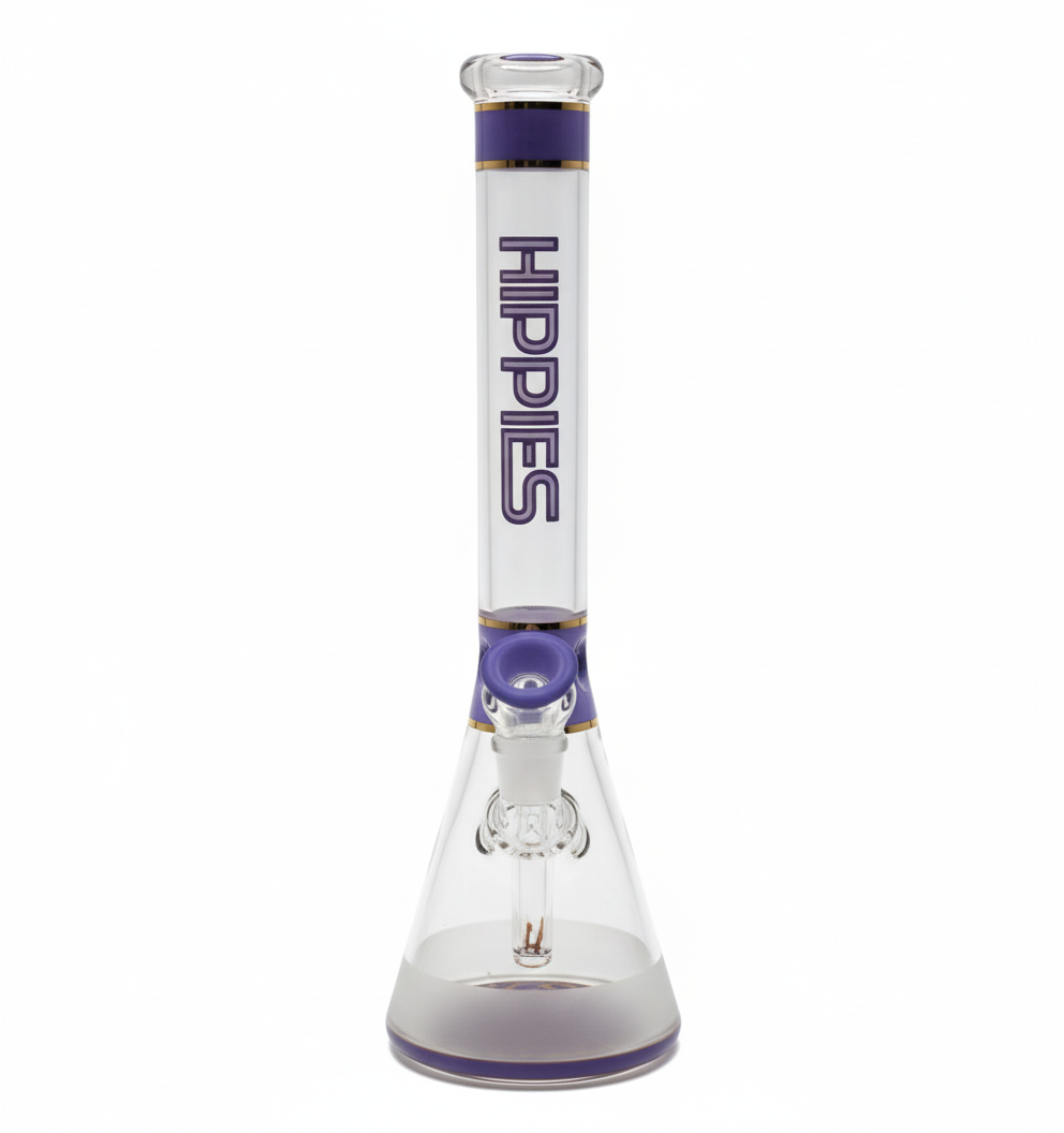 BEAKER BONG – Frosted with purple-gold stripes – PURPLE