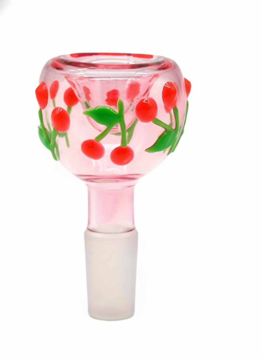 BOWL – Pink bowl with red cherries – PINK