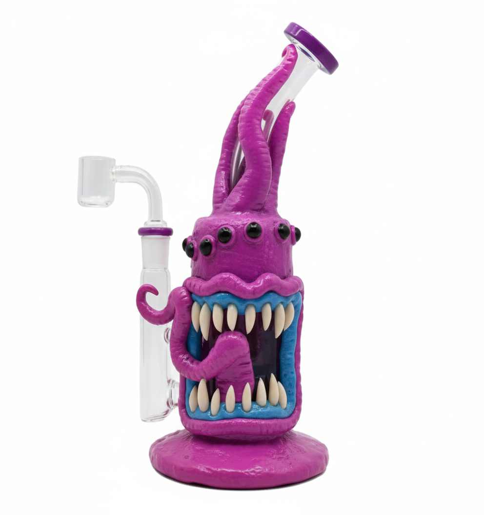 STRAIGHT BONG – Pink tentacled monster with multiple eyes – PINK