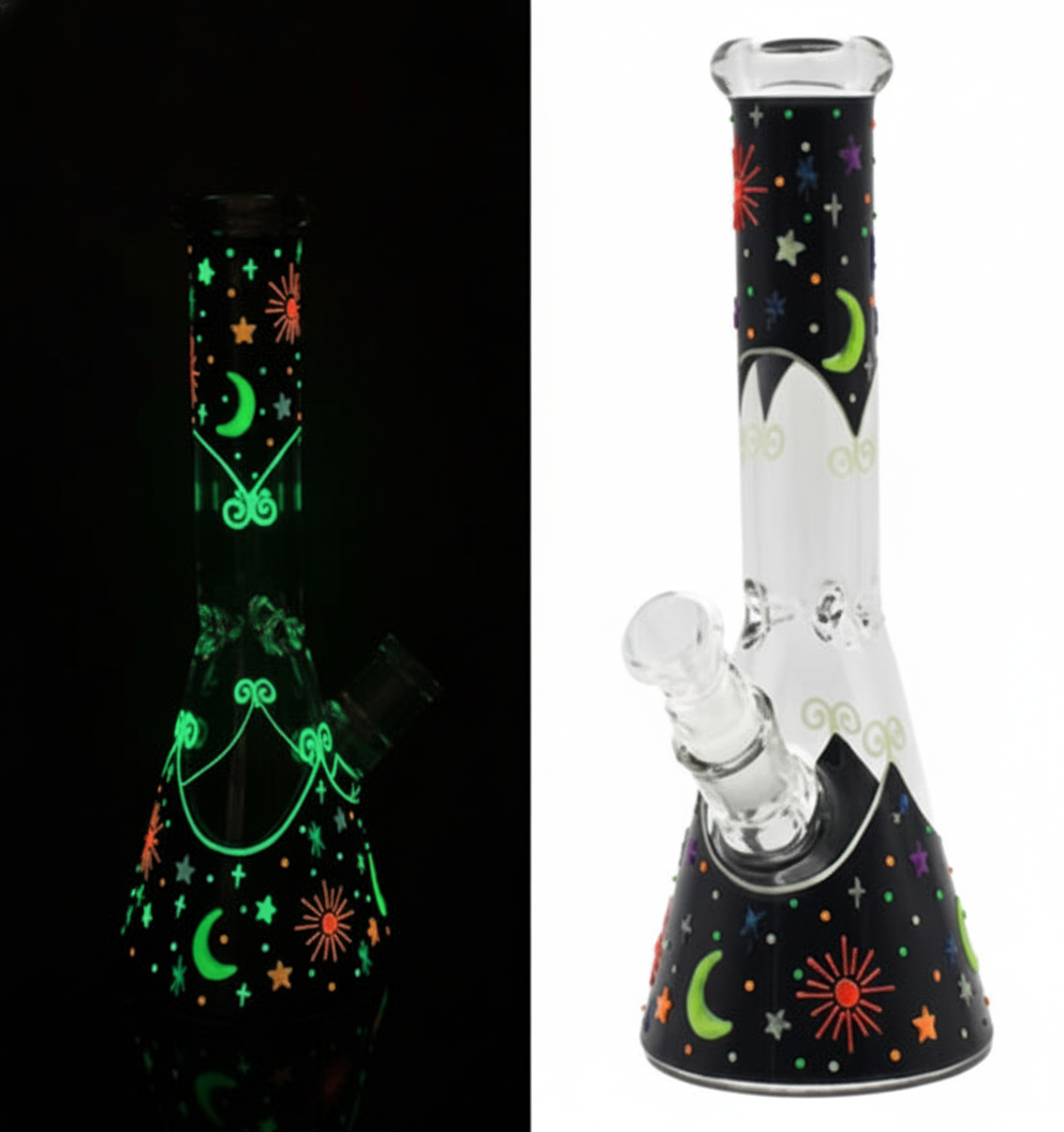 BEAKER BONG – GITD sun and moon – BLACK