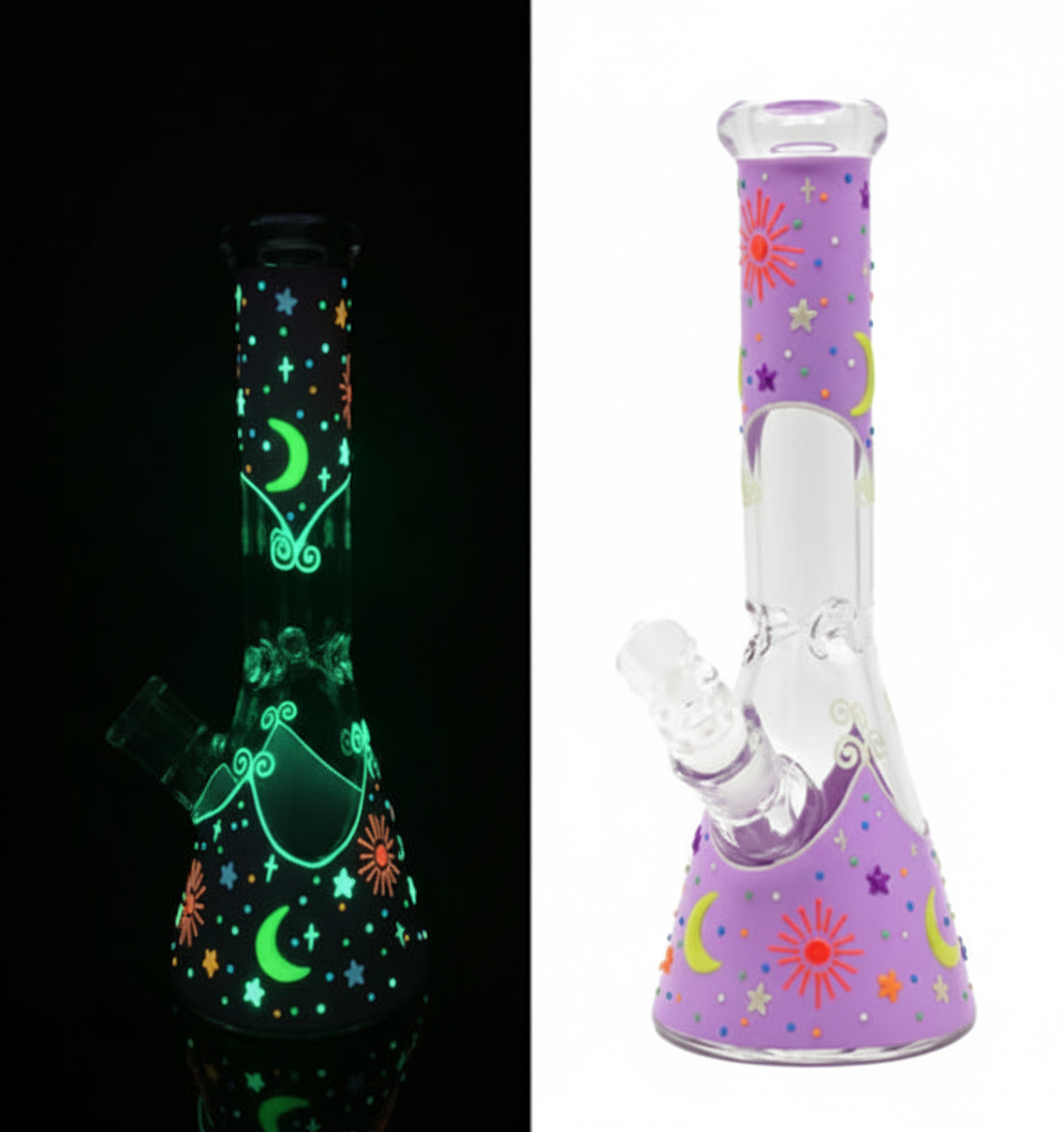 BEAKER BONG – GITD sun and moon – PURPLE