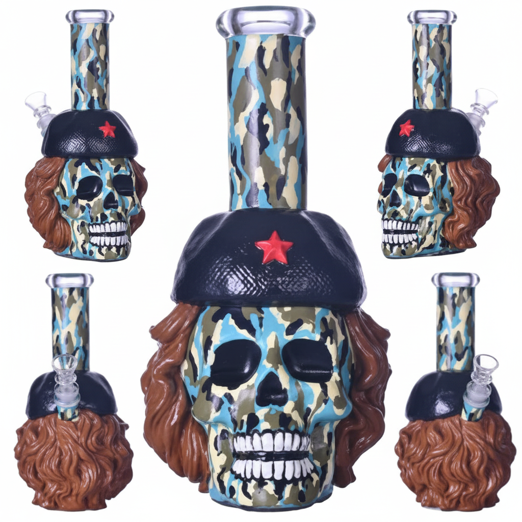 STRAIGHT BONG – Camouflage skull with beret and red star – CAMOUFLAGE