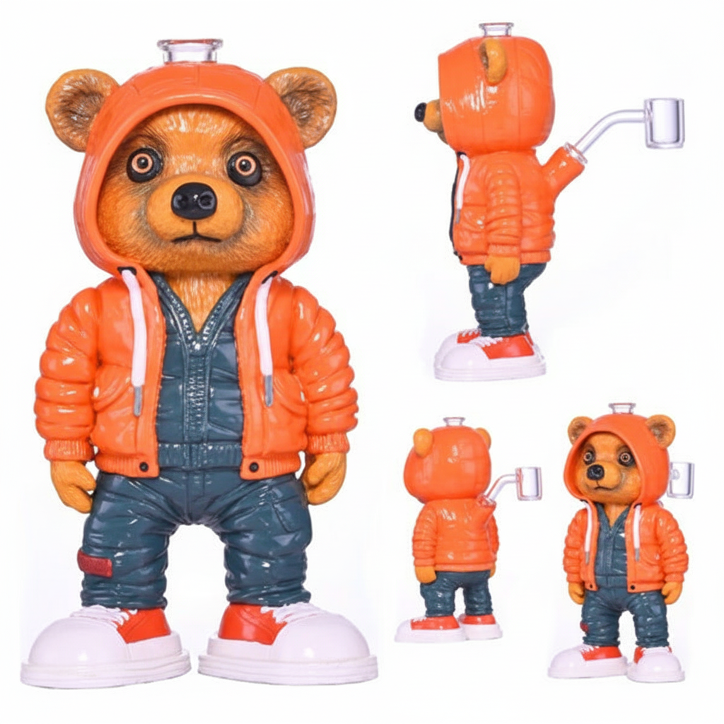 FULL BODY BONG – Bear wearing orange hoodie and jeans – ORANGE