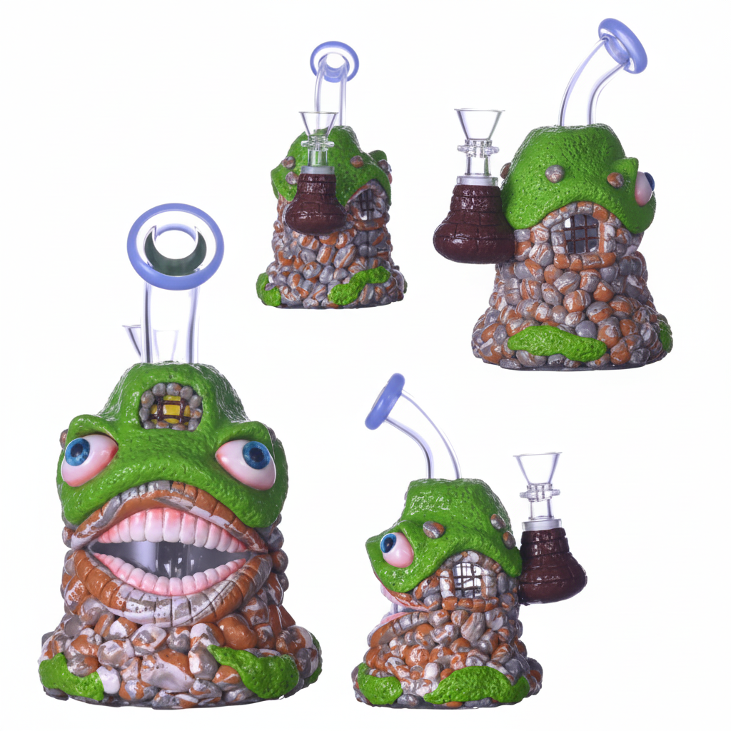 BUBBLER BONG – Frog monster house with big eyes – GREEN
