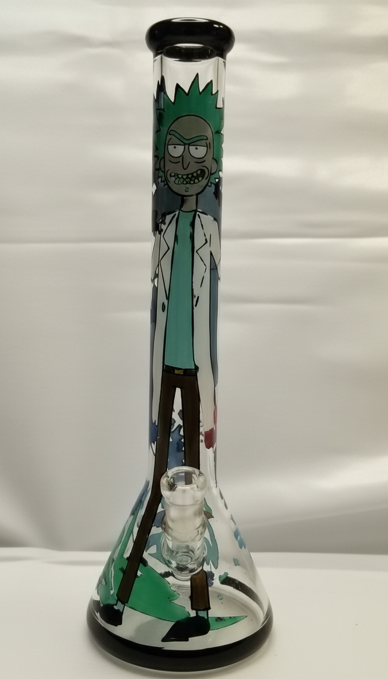 BEAKER BONG - RICK AND SPACESHIP DESIGN WITH PORTAL - GREY
