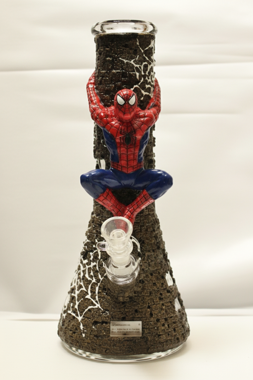 BEAKER BONG - SPIDER-MAN CLIMBING ON WEB PATTERN - RED